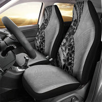 Black Gray Polynesia Tropical Flowers Car Seat Cover