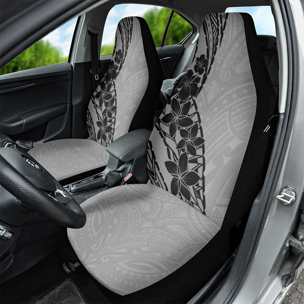 Black Gray Polynesia Tropical Flowers Car Seat Cover