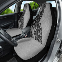 Black Gray Polynesia Tropical Flowers Car Seat Cover