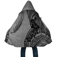 Black Gray Polynesia Tropical Flowers Cloak