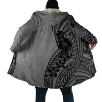 Black Gray Polynesia Tropical Flowers Cloak