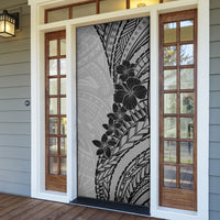Black Gray Polynesia Tropical Flowers Door Cover