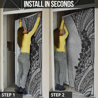Black Gray Polynesia Tropical Flowers Door Cover