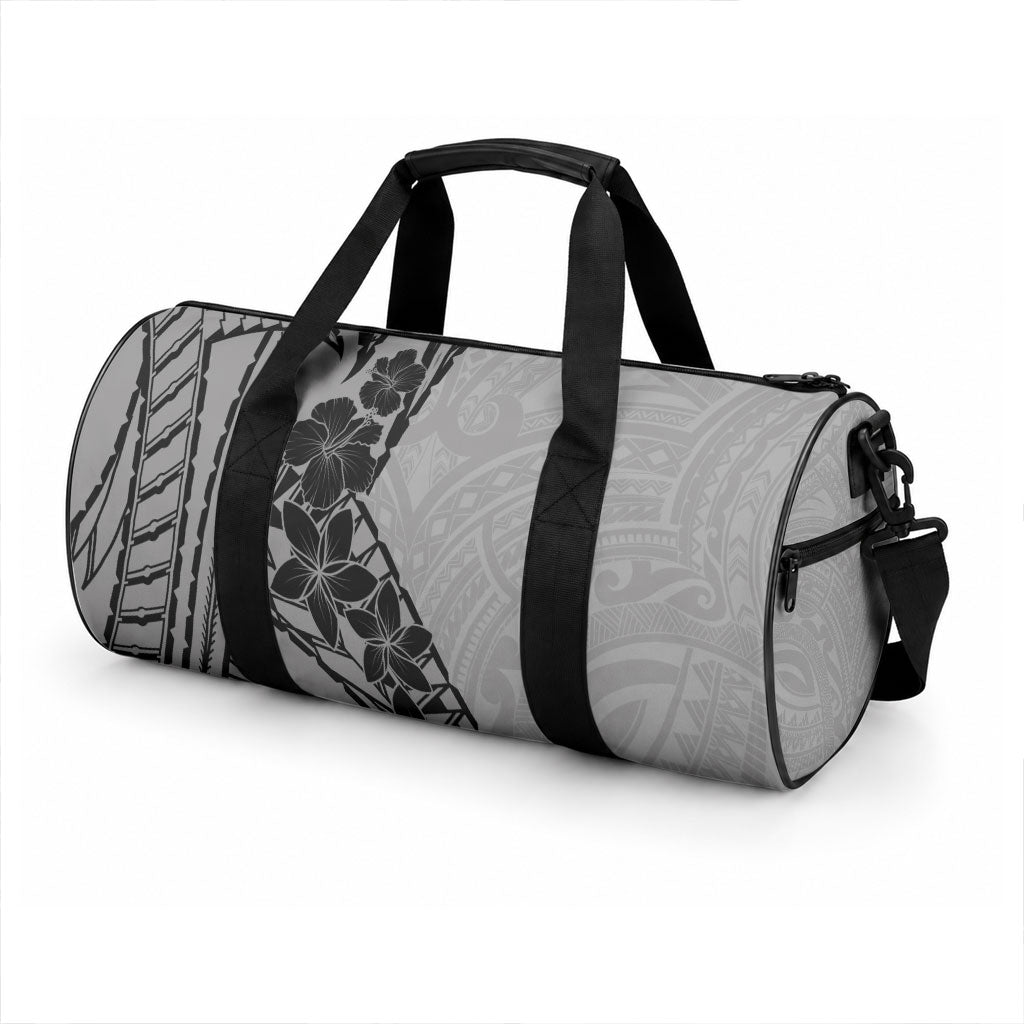 Black Gray Polynesia Tropical Flowers Duffle Bag LT14 - Polynesian Pride