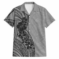 Black Gray Polynesia Tropical Flowers Hawaiian Shirt LT14 Gray - Polynesian Pride