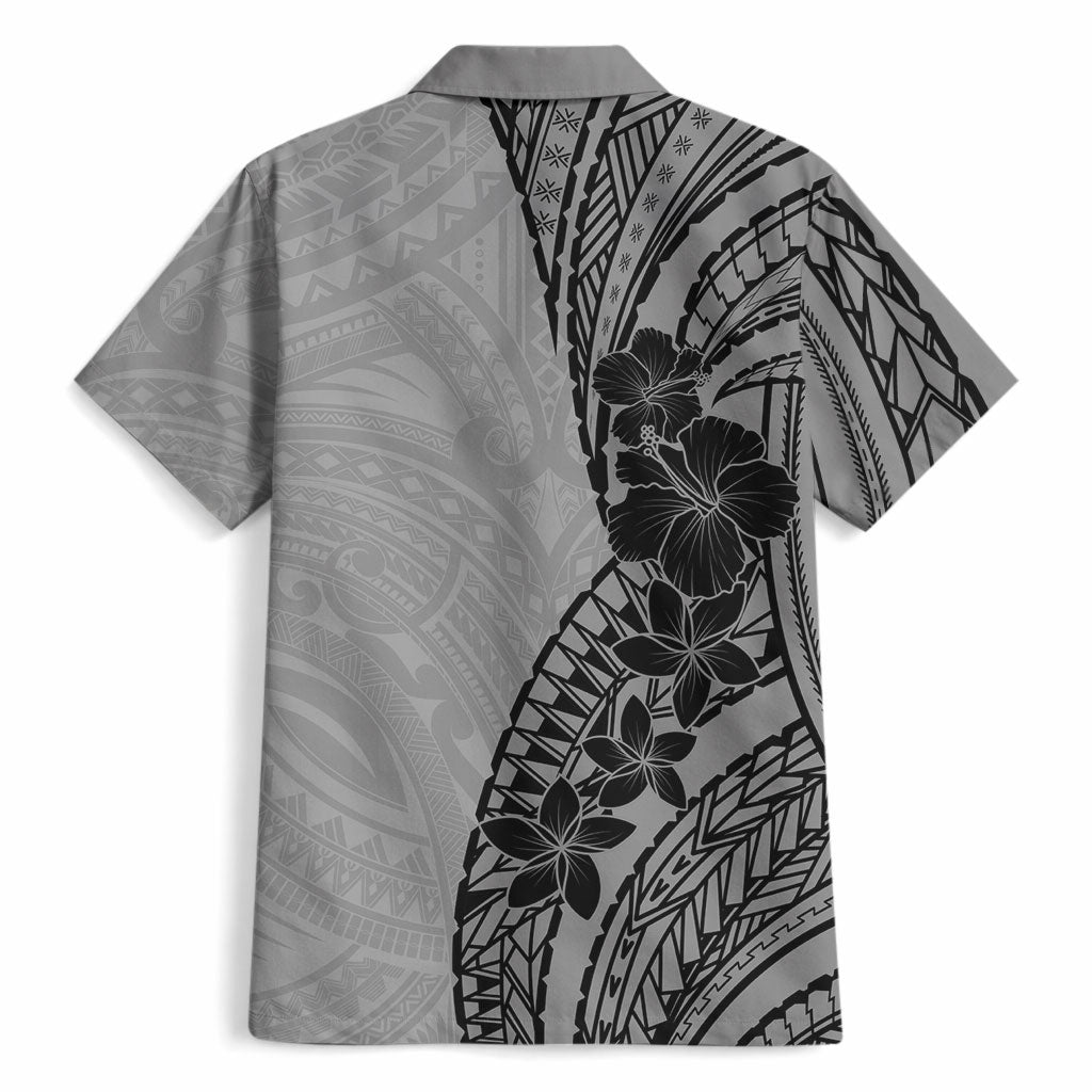 Black Gray Polynesia Tropical Flowers Hawaiian Shirt LT14 - Polynesian Pride