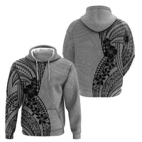 Black Gray Polynesia Tropical Flowers Hoodie