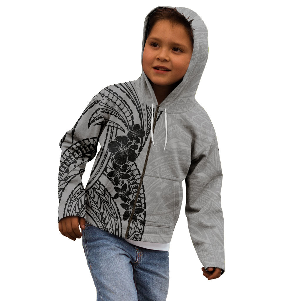 Black Gray Polynesia Tropical Flowers Kid Hoodie LT14 - Polynesian Pride