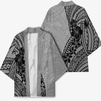 Black Gray Polynesia Tropical Flowers Kimono LT14 - Polynesian Pride