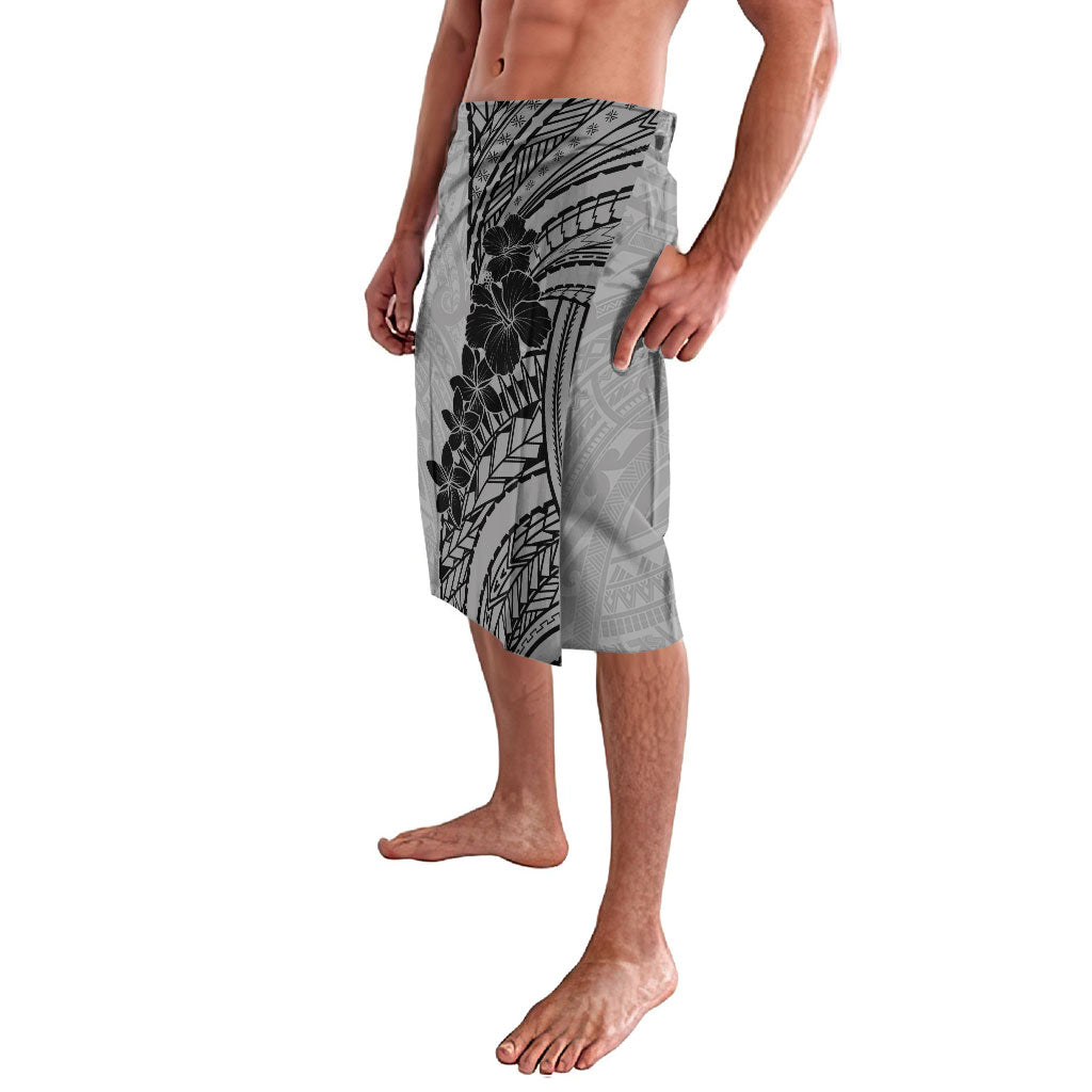 Black Gray Polynesia Tropical Flowers Lavalava