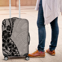 Black Gray Polynesia Tropical Flowers Luggage Cover LT14 Gray - Polynesian Pride