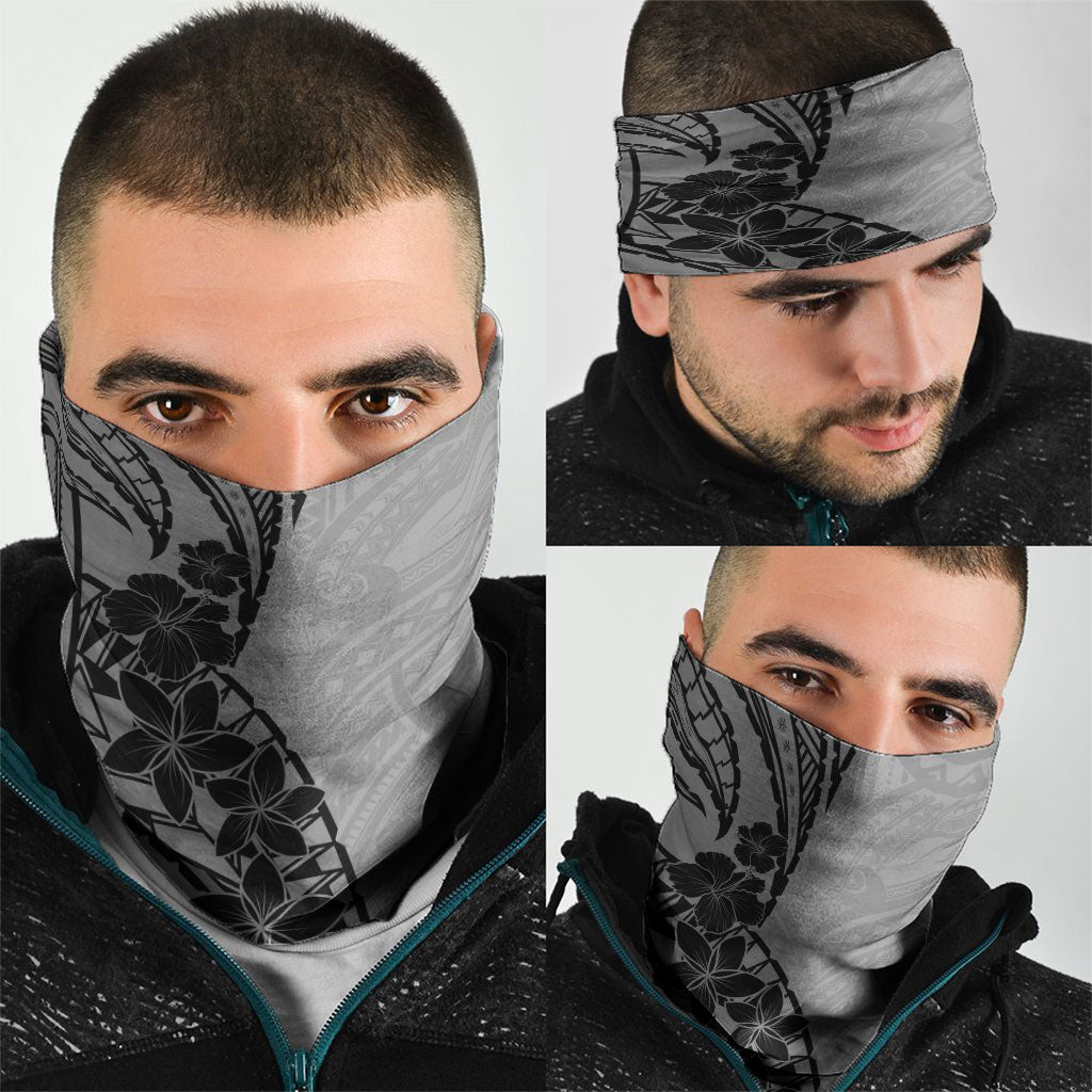 Black Gray Polynesia Tropical Flowers Neck Gaiter LT14 - Polynesian Pride