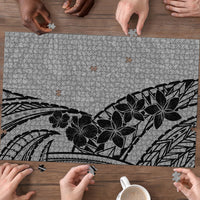 Black Gray Polynesia Tropical Flowers Puzzle