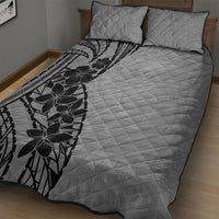 Black Gray Polynesia Tropical Flowers Quilt Bed Set LT14 - Polynesian Pride