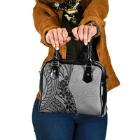 Black Gray Polynesia Tropical Flowers Shoulder Handbag LT14 One Size Gray - Polynesian Pride