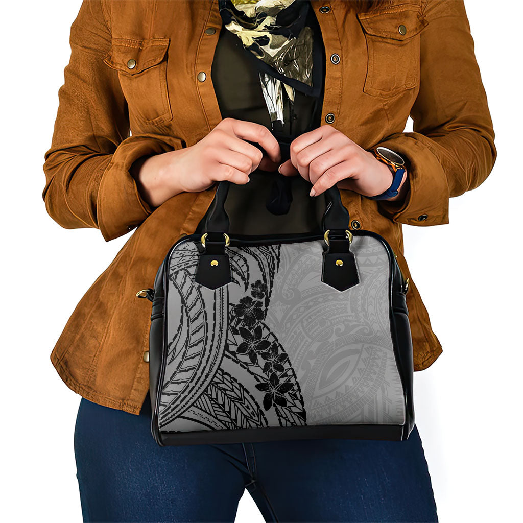 Black Gray Polynesia Tropical Flowers Shoulder Handbag LT14 - Polynesian Pride
