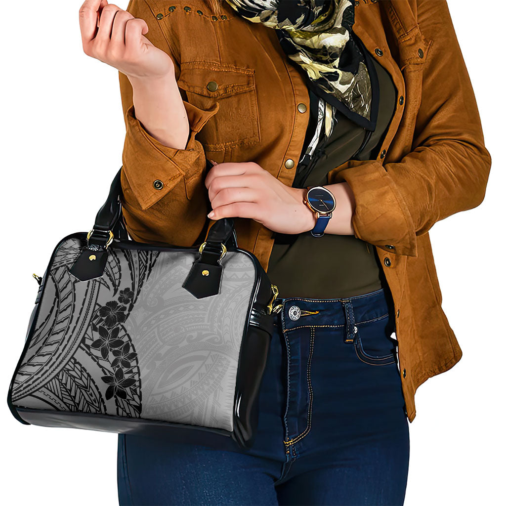 Black Gray Polynesia Tropical Flowers Shoulder Handbag LT14 - Polynesian Pride