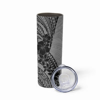 Black Gray Polynesia Tropical Flowers Skinny Tumbler