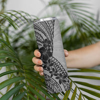 Black Gray Polynesia Tropical Flowers Skinny Tumbler