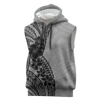 Black Gray Polynesia Tropical Flowers Sleeveless Hoodie LT14 Gray - Polynesian Pride