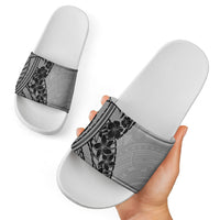 Black Gray Polynesia Tropical Flowers Slide Sandals LT14 - Polynesian Pride