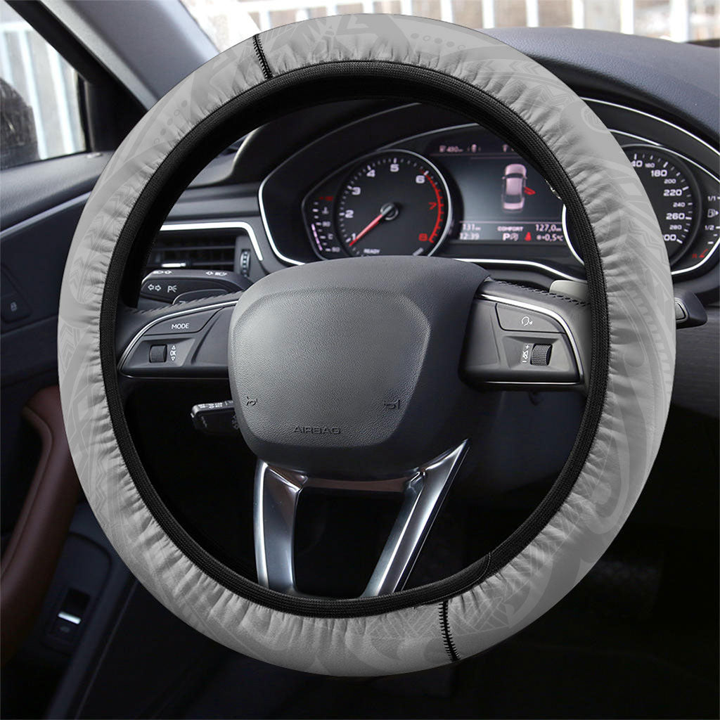 Black Gray Polynesia Tropical Flowers Steering Wheel Cover LT14 - Polynesian Pride
