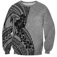 Black Gray Polynesia Tropical Flowers Sweatshirt LT14 Unisex Gray - Polynesian Pride