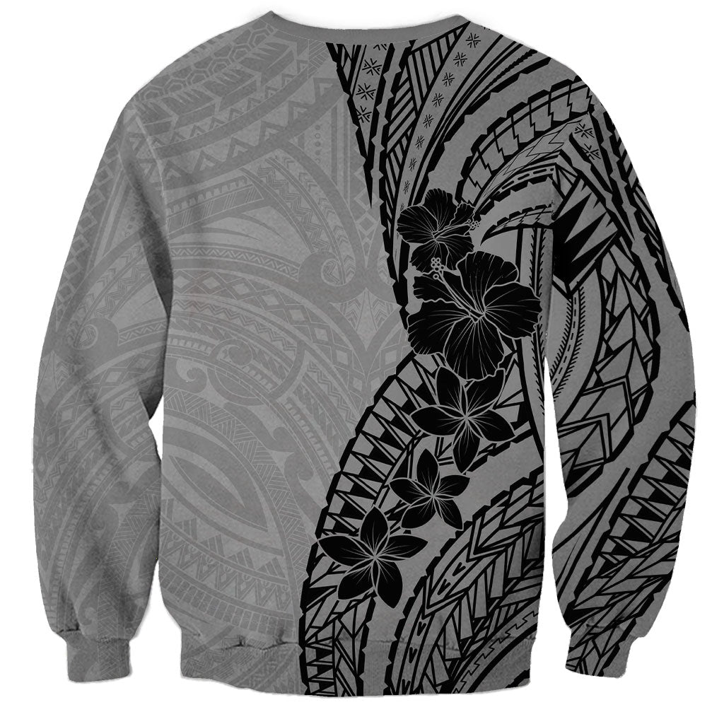 Black Gray Polynesia Tropical Flowers Sweatshirt LT14 - Polynesian Pride