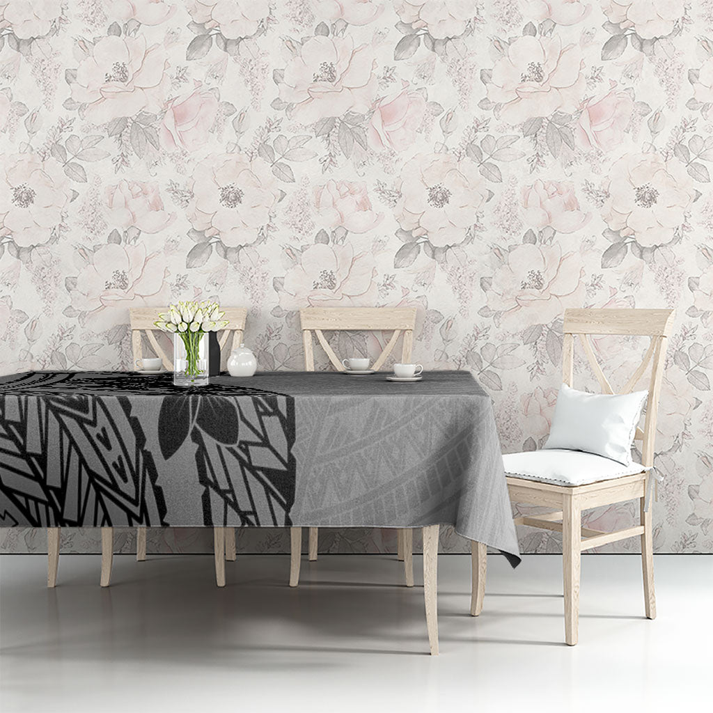 Black Gray Polynesia Tropical Flowers Tablecloth LT14 - Polynesian Pride