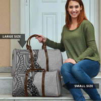 Black Gray Polynesia Tropical Flowers Travel Bag