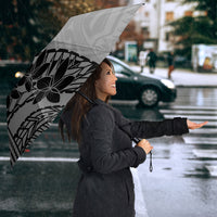 Black Gray Polynesia Tropical Flowers Umbrella