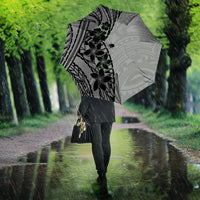 Black Gray Polynesia Tropical Flowers Umbrella