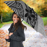 Black Gray Polynesia Tropical Flowers Umbrella