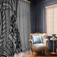 Black Gray Polynesia Tropical Flowers Window Curtain LT14 - Polynesian Pride