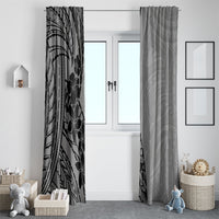 Black Gray Polynesia Tropical Flowers Window Curtain LT14 - Polynesian Pride