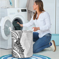 Black White Polynesia Tropical Flowers Laundry Basket LT14 - Polynesian Pride