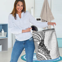 Black White Polynesia Tropical Flowers Laundry Basket LT14 - Polynesian Pride