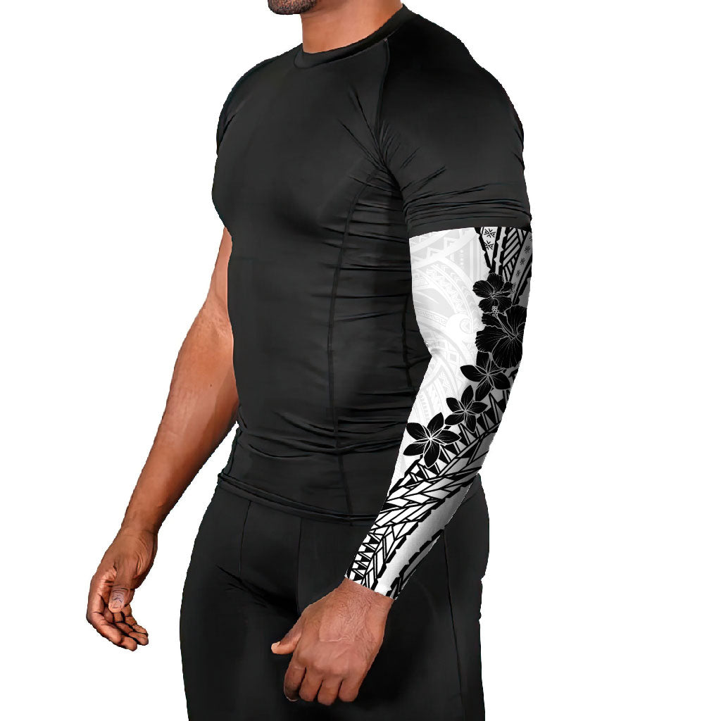 Black White Polynesia Tropical Flowers Arm Sleeves LT14 - Polynesian Pride