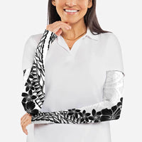 Black White Polynesia Tropical Flowers Arm Sleeves LT14 - Polynesian Pride