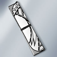 Black White Polynesia Tropical Flowers Auto Sun Shade LT14 - Polynesian Pride