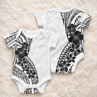 Black White Polynesia Tropical Flowers Baby Onesie LT14 - Polynesian Pride