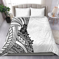 Black White Polynesia Tropical Flowers Bedding Set