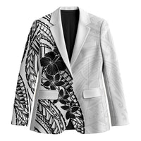 Black White Polynesia Tropical Flowers Blazer LT14 Unisex White - Polynesian Pride