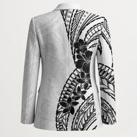Black White Polynesia Tropical Flowers Blazer LT14 - Polynesian Pride