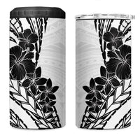 Black White Polynesia Tropical Flowers 4 in 1 Can Cooler Tumbler LT14 One Size: 16 oz White - Polynesian Pride