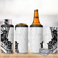 Black White Polynesia Tropical Flowers 4 in 1 Can Cooler Tumbler LT14 - Polynesian Pride
