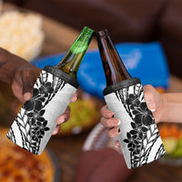 Black White Polynesia Tropical Flowers 4 in 1 Can Cooler Tumbler LT14 - Polynesian Pride