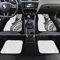 Black White Polynesia Tropical Flowers Car Mats