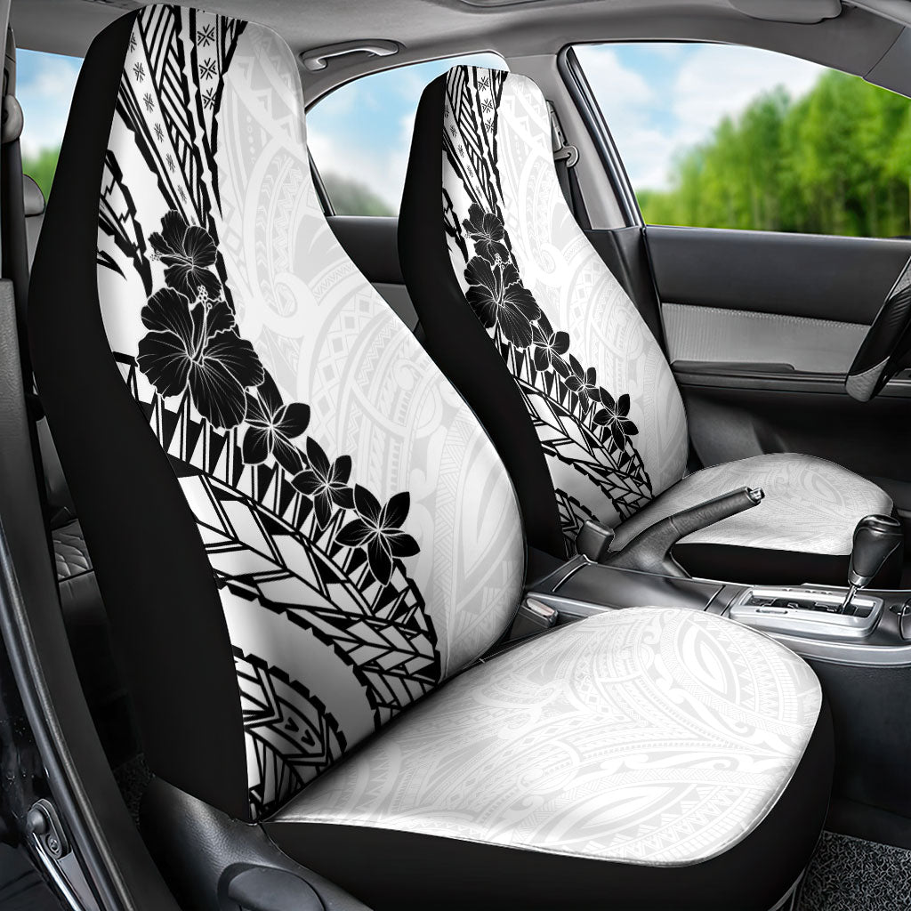 Black White Polynesia Tropical Flowers Car Seat Cover LT14 - Polynesian Pride