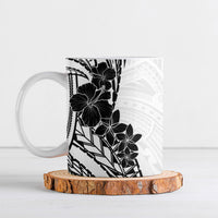Black White Polynesia Tropical Flowers Ceramic Mug LT14 White - Polynesian Pride